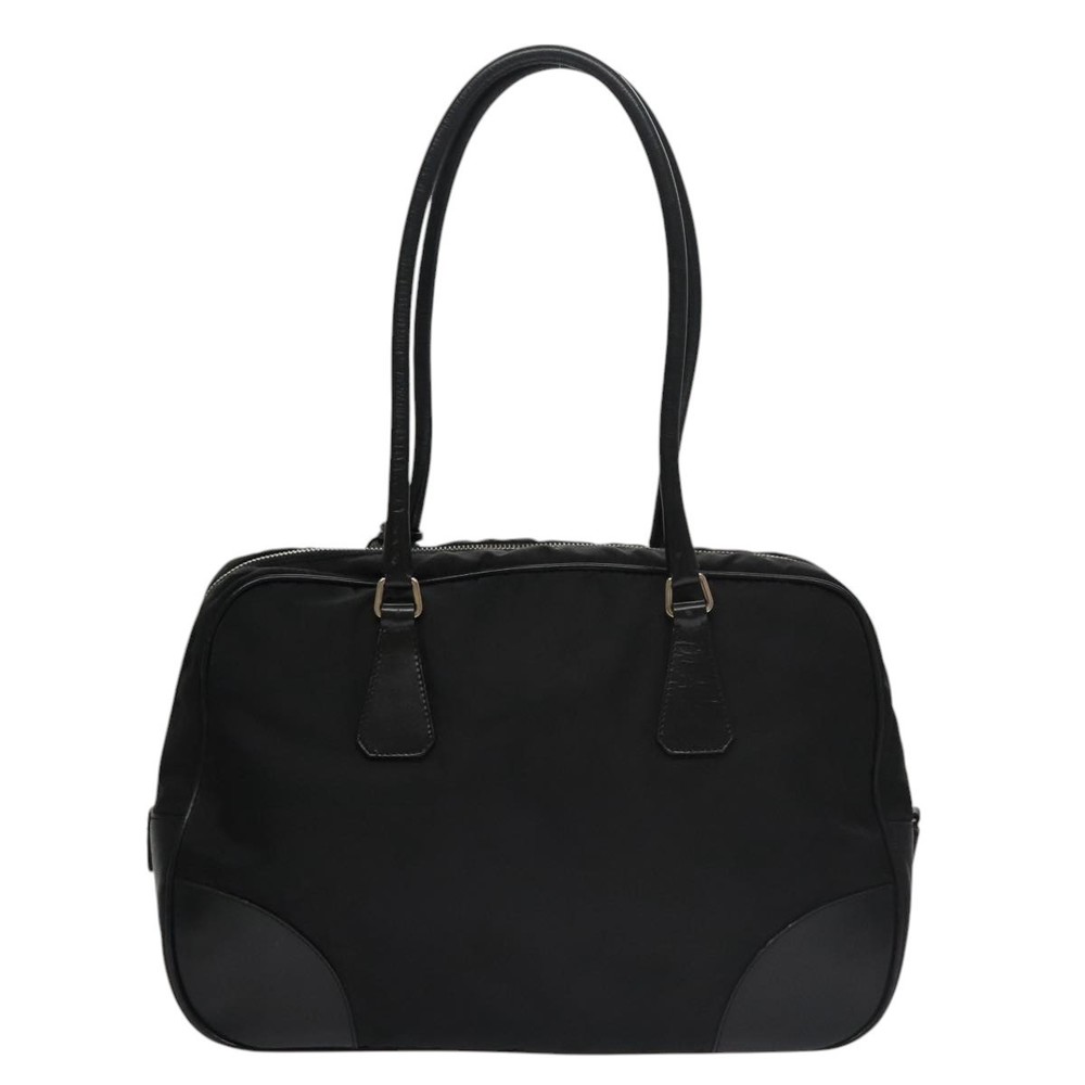 PRADA Shoulder Bag Nylon Leather Black Silver Auth 109083 - Picture 3 of 16